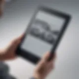 Sleek and modern e-reader device showcasing its display features