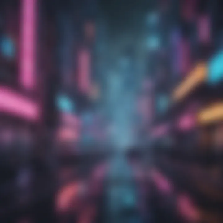 A cyberpunk cityscape with neon lights