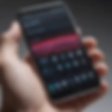 Detailed View of LG Smartphone Display Close-up of LG smartphone showcasing display
