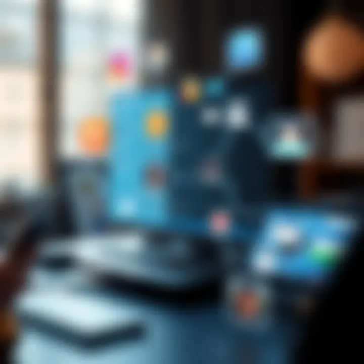 Illustration of diverse communication channels merging into a singular interface