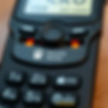 Close-up of the security features on a military spec flip phone