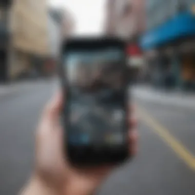 Motorola G in Urban Setting Motorola G smartphone displayed in an urban environment