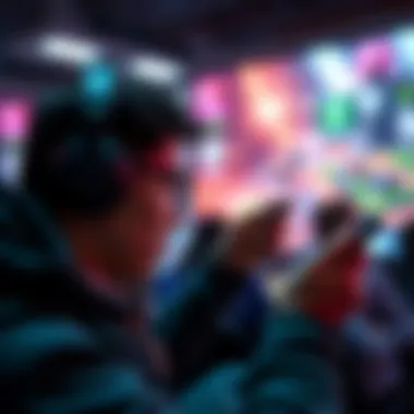 A gamer immersed in gameplay on a smartphone