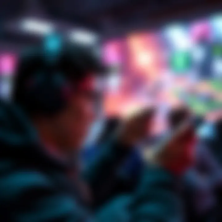 A gamer immersed in gameplay on a smartphone