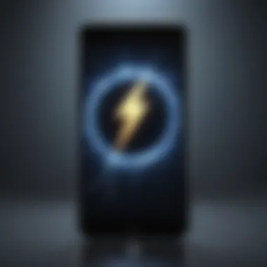 Mobile phone with lightning bolt symbolizing fast internet speed