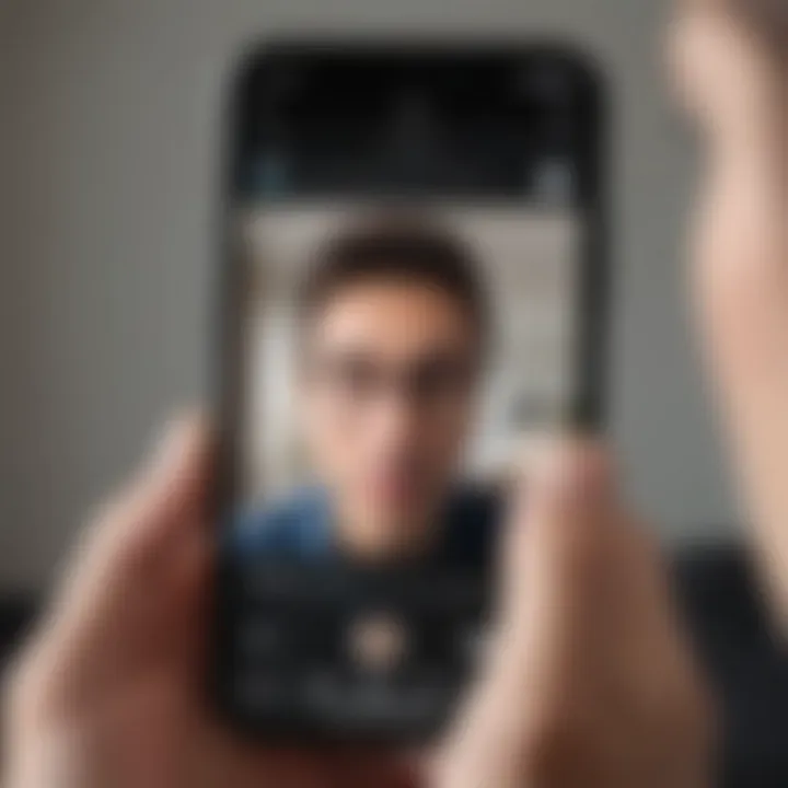 User making a FaceTime call on a mobile device