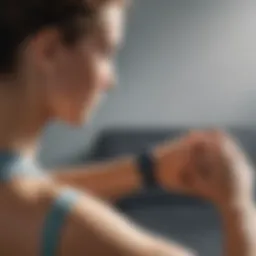 Illustration of a person monitoring fitness progress on a smart device