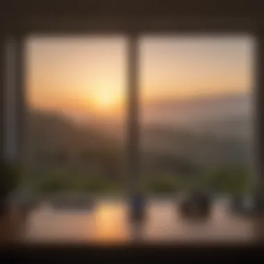 Sunrise silhouette through window