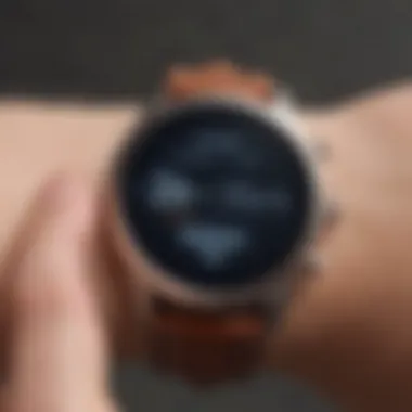 User interacting with a Fossil smart watch interface