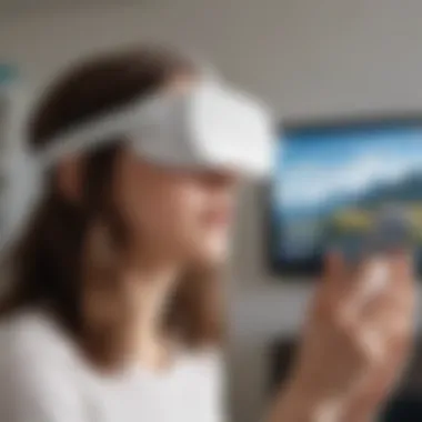 User Interface of Google Daydream VR App User interacting with the Google Daydream VR app interface