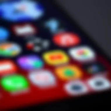 Close-up of a smartphone displaying various icon styles and themes