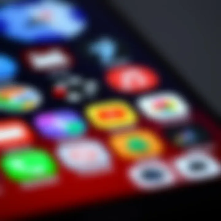 Close-up of a smartphone displaying various icon styles and themes