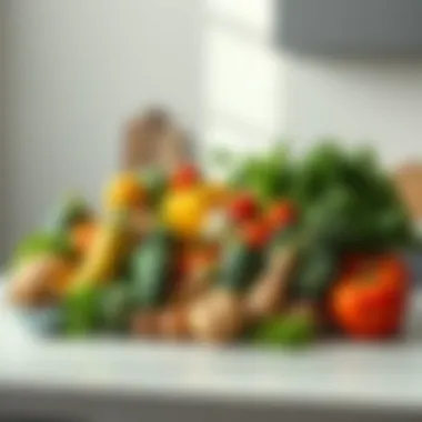 Artistic Arrangement of Ingredients Diverse ingredients arranged artistically on a countertop.