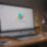 Illustration of Google Play logo on a Mac screen