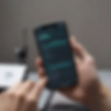 Person analyzing signal strength on a smartphone