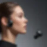 Sleek modern wireless earbuds in black