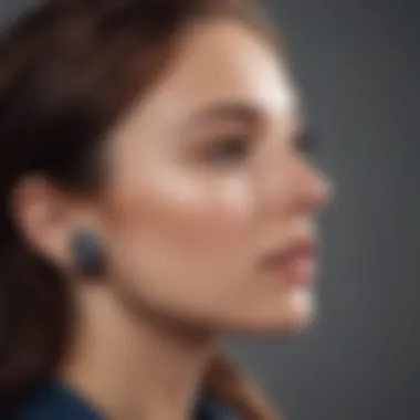 Musical Bliss: Immersed in Wireless Earbuds User experiencing blissful music with wireless earbuds
