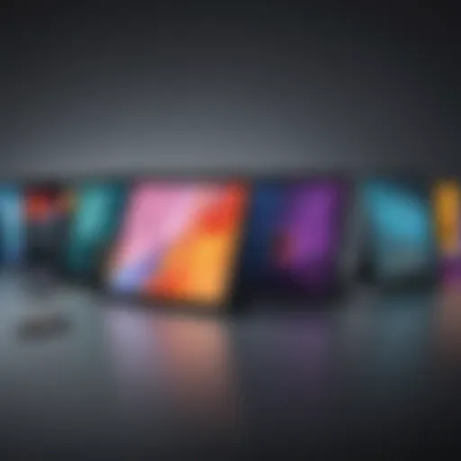 A captivating display of various Samsung tablets on a vibrant background