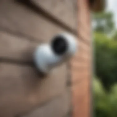 Installing the Nest Cam Outdoor Camera Illustration of the installation process of the Nest Cam Outdoor Camera on a residential property.