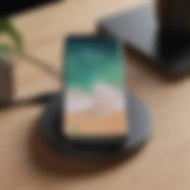 Samsung wireless charger being used with a smartphone