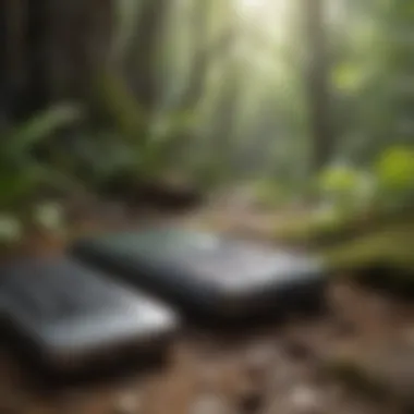 Environmental Impact Old phone in eco-friendly setting