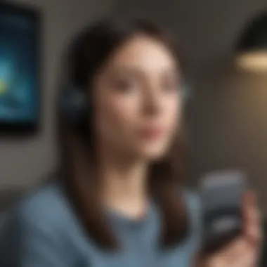 Immersing in Amazon Music Unlimited Person Enjoying Music Streaming