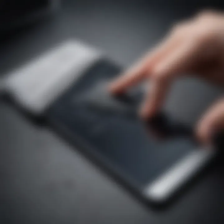 Close-up of an Android device being cleaned with a microfiber cloth.