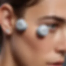 Close-up of Samsung earbuds showcasing design and features