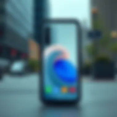 Samsung Galaxy S21+ protected by an OtterBox case in a real-world environment