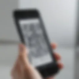 Smartphone displaying barcode scanning interface