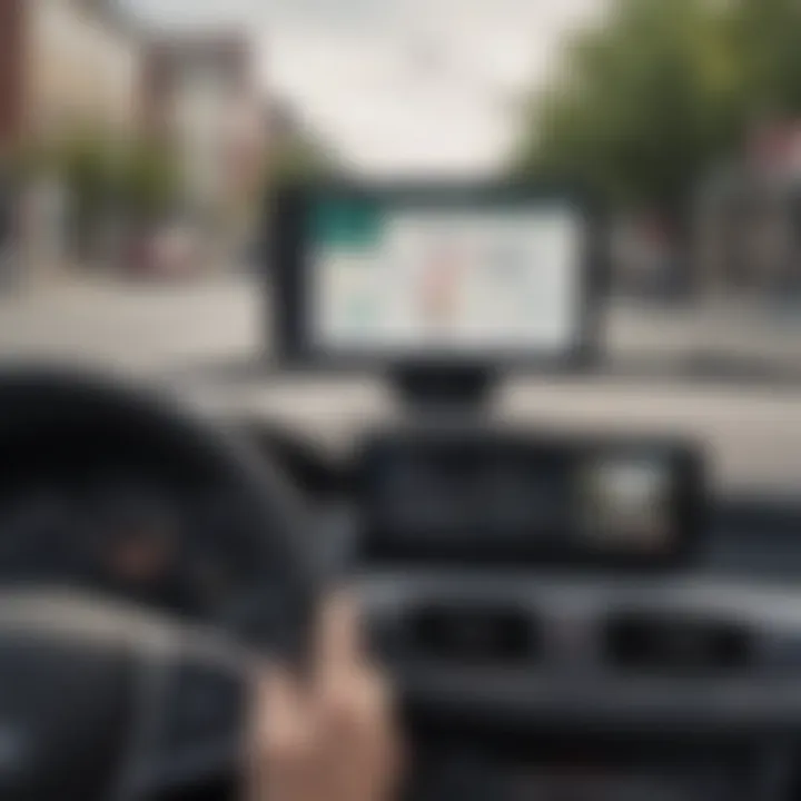 A smartphone connected to a smart car dashboard displaying voice-guided directions