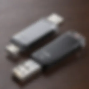 Side-by-side comparison of standard and low profile USB drives