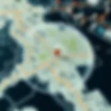 A detailed map showcasing area measurement techniques.