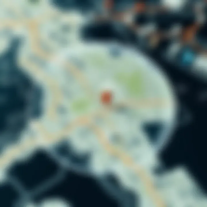 A detailed map showcasing area measurement techniques.