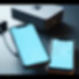 Smartphones Data Transfer Options Two smartphones displaying data transfer options