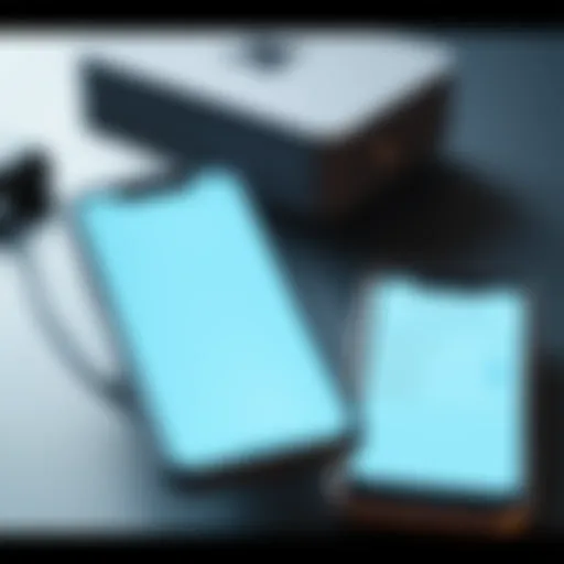 Smartphones Data Transfer Options Two smartphones displaying data transfer options