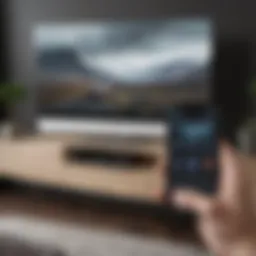 Smartphone displaying a remote control application interface