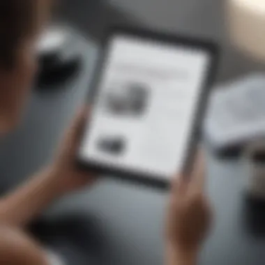 A person using a tablet to access PDF documents.