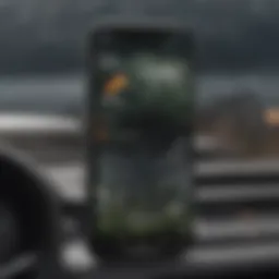 A smartphone displaying a weather radio app interface