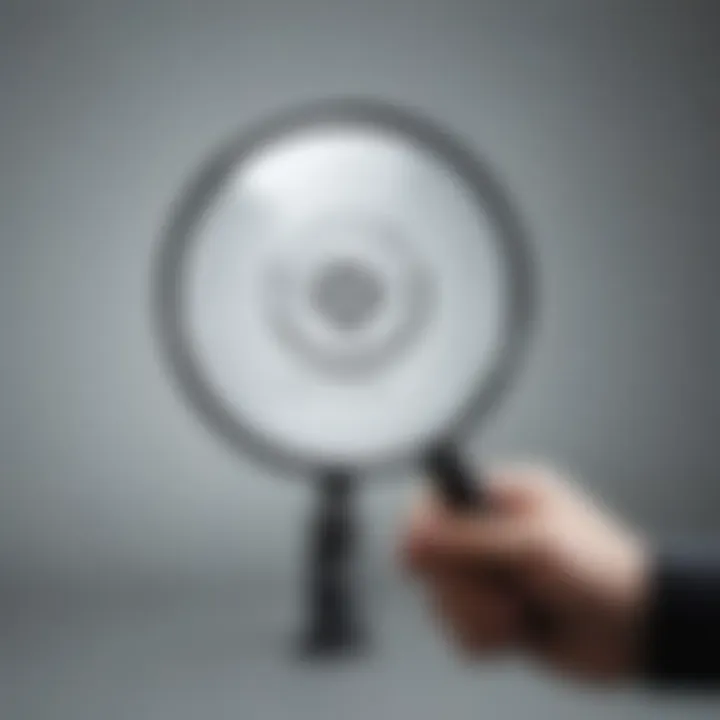 Magnifying glass focused on a blocked user symbol