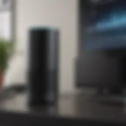 Illustration of Alexa device playing music