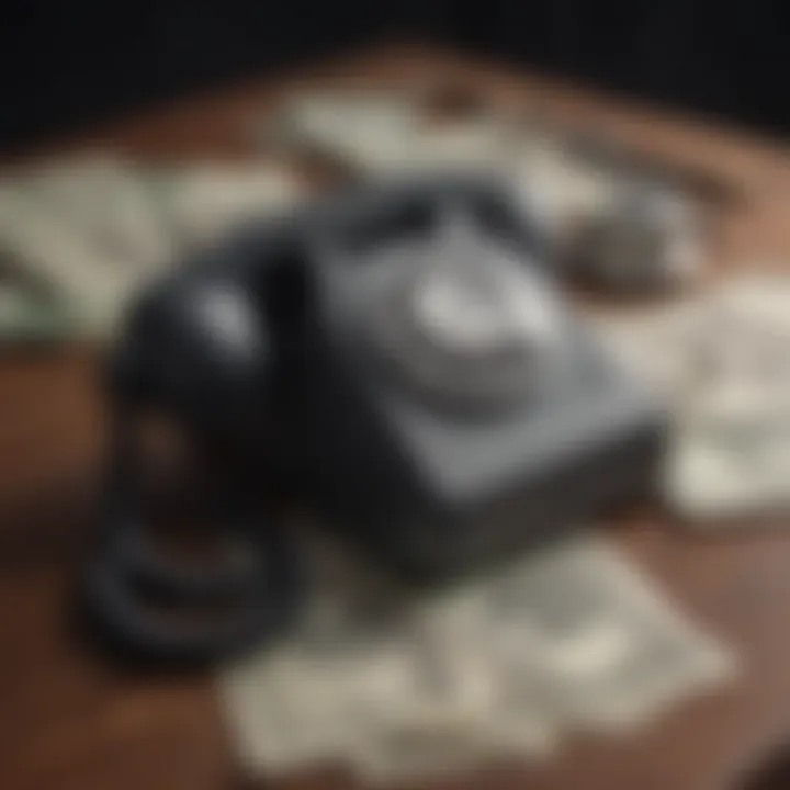 Vintage phone with money symbol