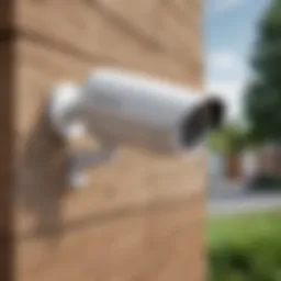 A sleek wireless security camera mounted outdoors