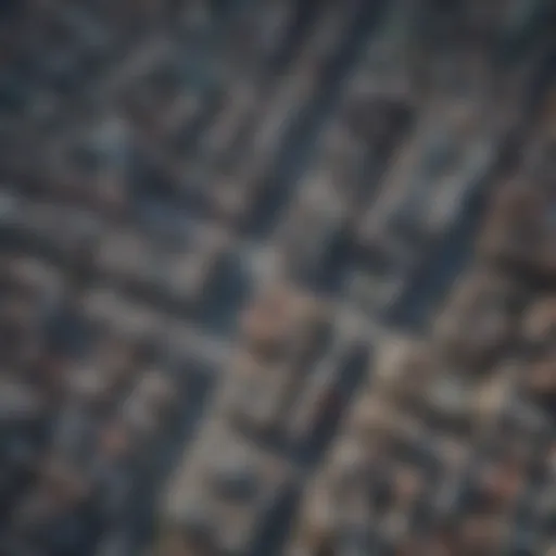 Detailed cityscape view from satellite mapping