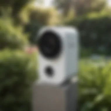 Showcasing the Wyze Outdoor Camera in a garden setting